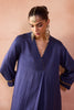 Navy box pleated pants Kurta Set
