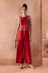Maroon Short Kurta Pallazo Set
