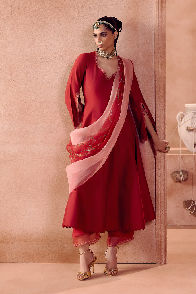 Maroon Anarkali Set