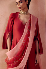 Maroon Anarkali Set