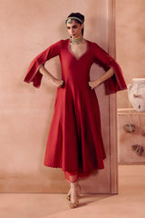 Maroon Anarkali Set