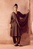 Brown box pleated pants kurta set