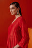 Red Silk Chanderi Patra Embellished Kurta Set