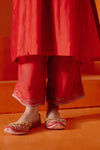 Red Silk Chanderi Patra Embellished Kurta Set