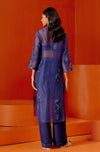 Royal Blue Embroidered Cape and Pant Set