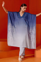Blue Ombre Mirror Embroidered Kaftan Set