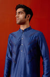 Royal Blue Self Embroidered Chanderi Kurta Set