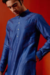 Royal Blue Self Embroidered Chanderi Kurta Set
