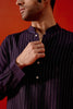 Navy Blue Cotton Silk Blend Pin Tucks Kurta Set