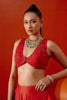 Red Embroidered Silk Chanderi Lehenga Set