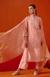Pink Silk Chanderi Embroidered Kurta Set