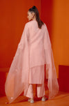 Blush Pink Embroidered Silk Chanderi Kurta Set