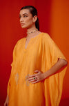 Saffron Silk Chanderi Embroidered Kaftan Set