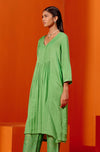 Green Cotton Silk Satin Kurta with Scarf Set (RTS)