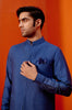 Royal Blue Kurta Set with Pin Tucks Bundi