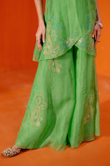 Green Multi Hued Dori Embroidered Sharara Set