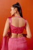 Fuchsia Pink Embroidered Ombre Organza Saree