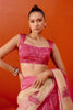 Fuchsia Pink Embroidered Ombre Organza Saree