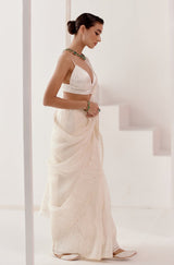 Ivory Dori Embroidered Silk Organza Saree