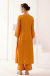 Rust Orange Cotton Silk Satin Kurta with Scarf Set