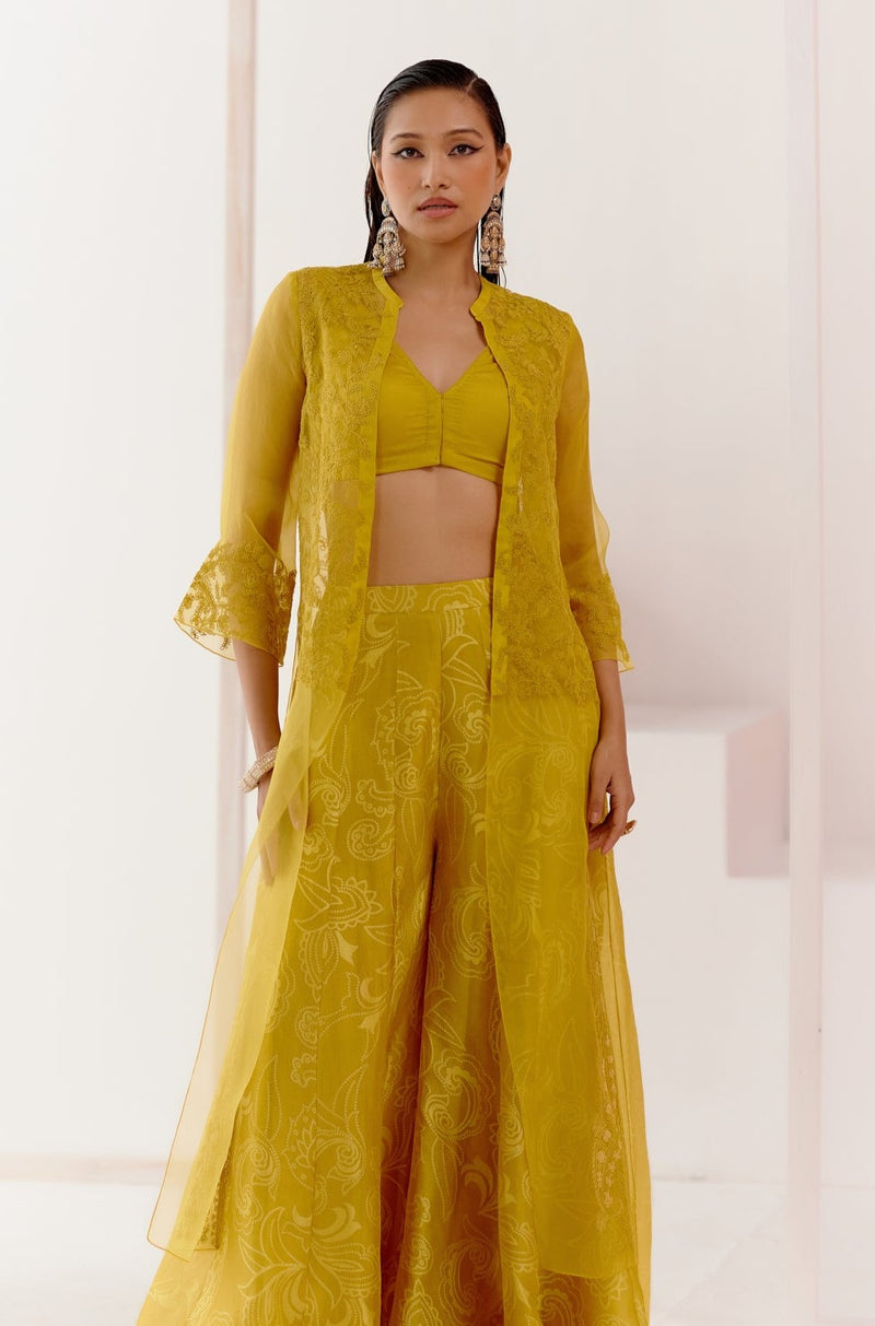 Mustard Cape and Sharara Set