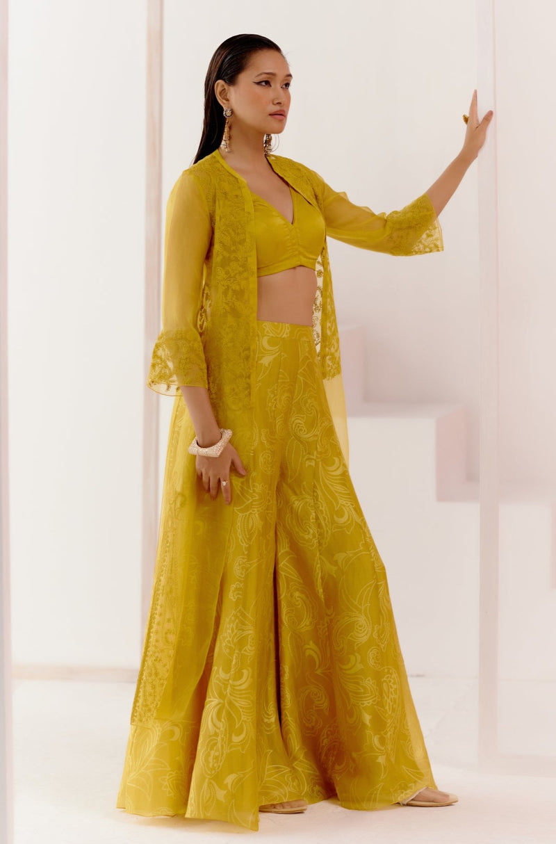 Mustard Cape and Sharara Set