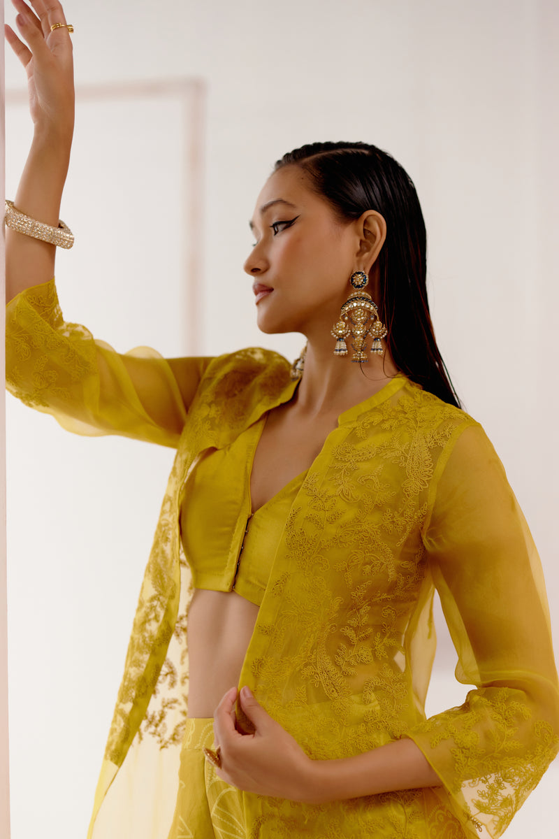 Mustard Cape and Sharara Set