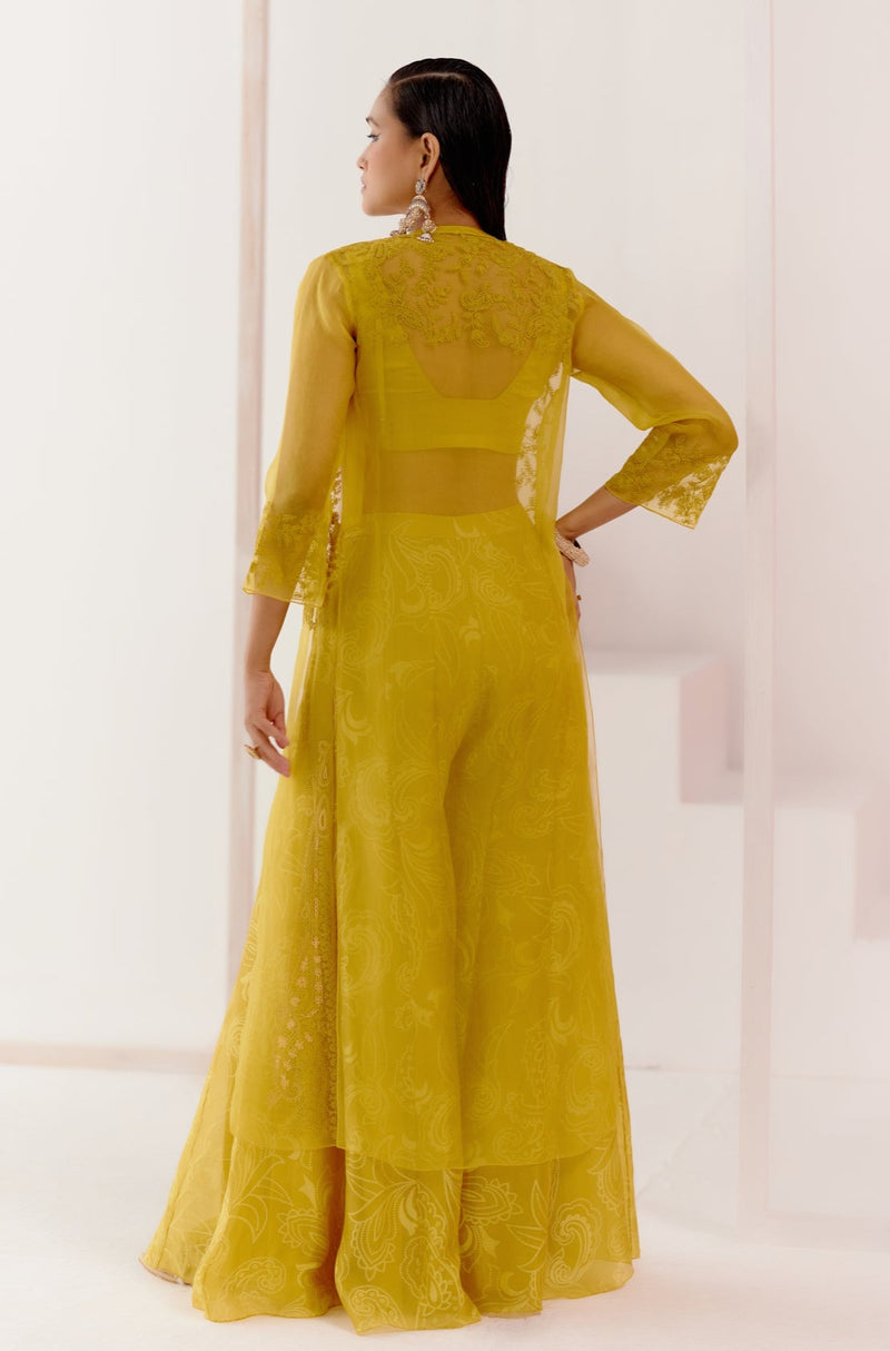 Mustard Cape and Sharara Set