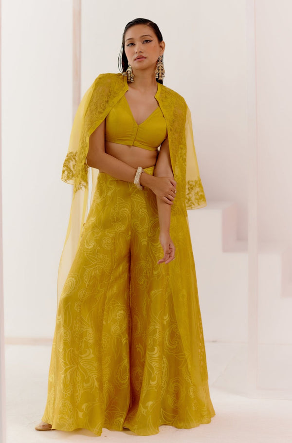 Mustard Cape and Sharara Set