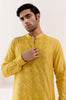 Mustard Cotton Silk Blend Embroidered Kurta Set