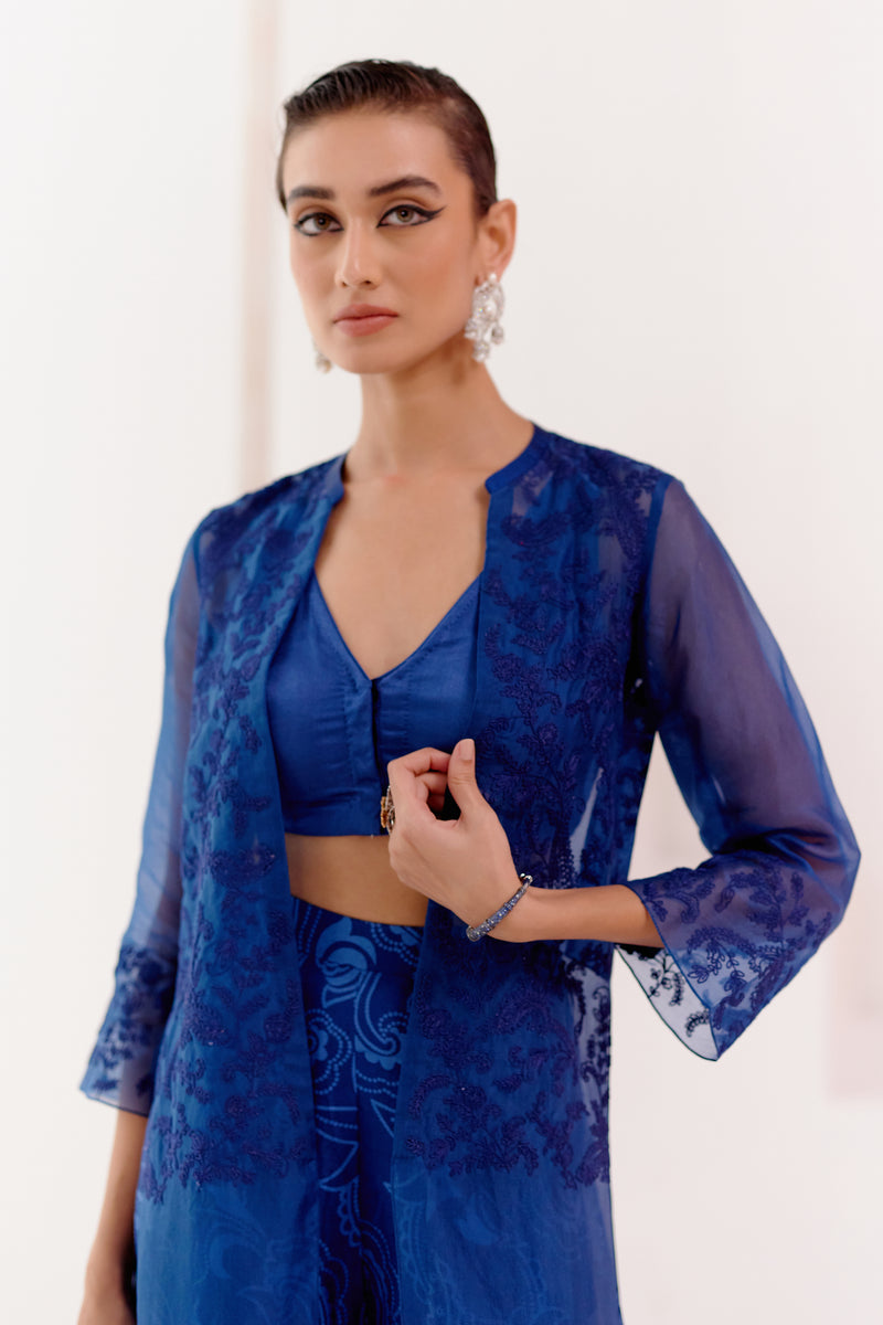 Royal Blue Cape and Sharara Set