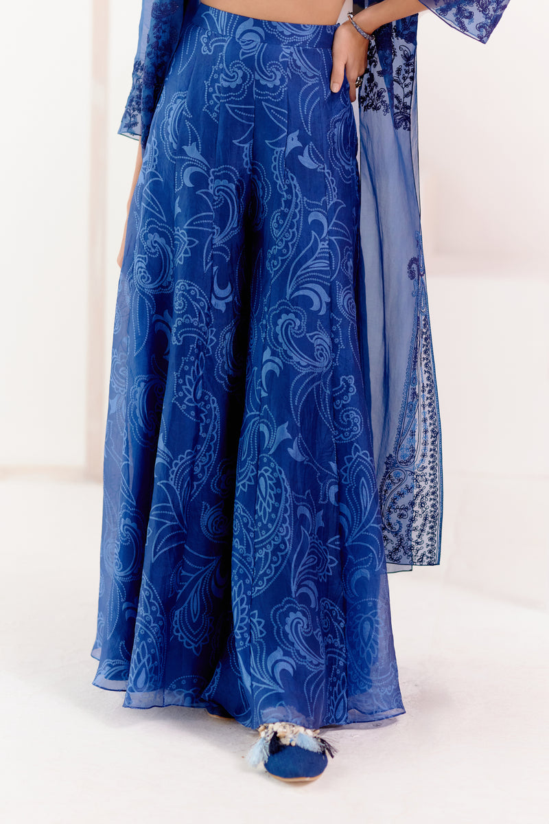 Royal Blue Cape and Sharara Set