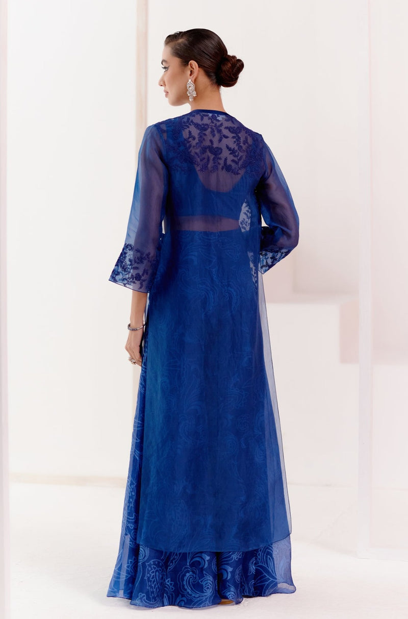 Royal Blue Cape and Sharara Set