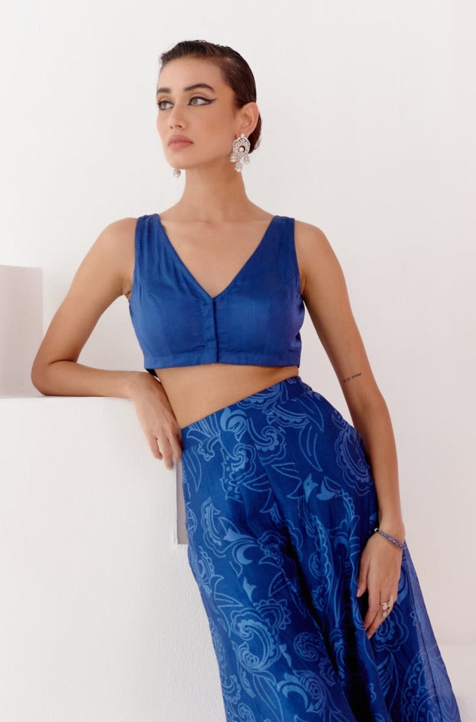 Royal Blue Cape and Sharara Set