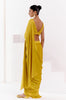 Mustard Satin Pre Draped Saree