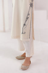 Ivory Embroidered Silk Chanderi Kurta Set