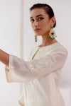 Kareena Kapoor Khan in Ivory Embroidered Silk Chanderi Kurta Set