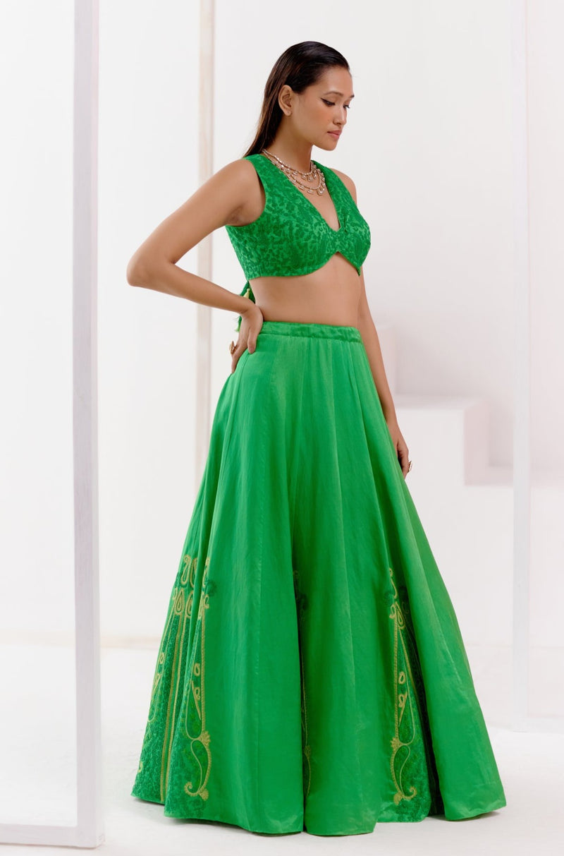 Green Dori Embroidered Lehenga Set