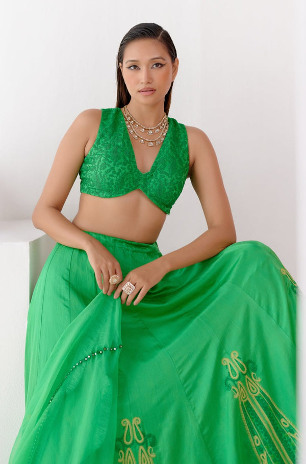 Green Dori Embroidered Lehenga Set