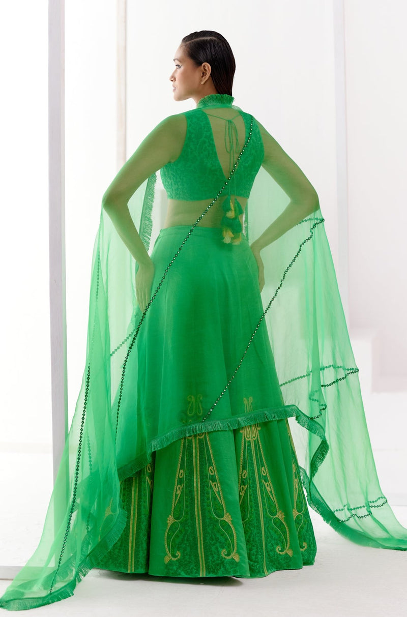 Green Dori Embroidered Lehenga Set