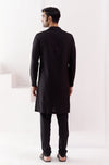 Black Kurta Set with Pin Tucks Bundi