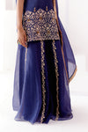 Navy Blue Embroidered Sharara Set