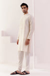 Ivory Self Embroidered Chanderi Kurta Set