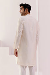 Ivory Self Embroidered Chanderi Kurta Set