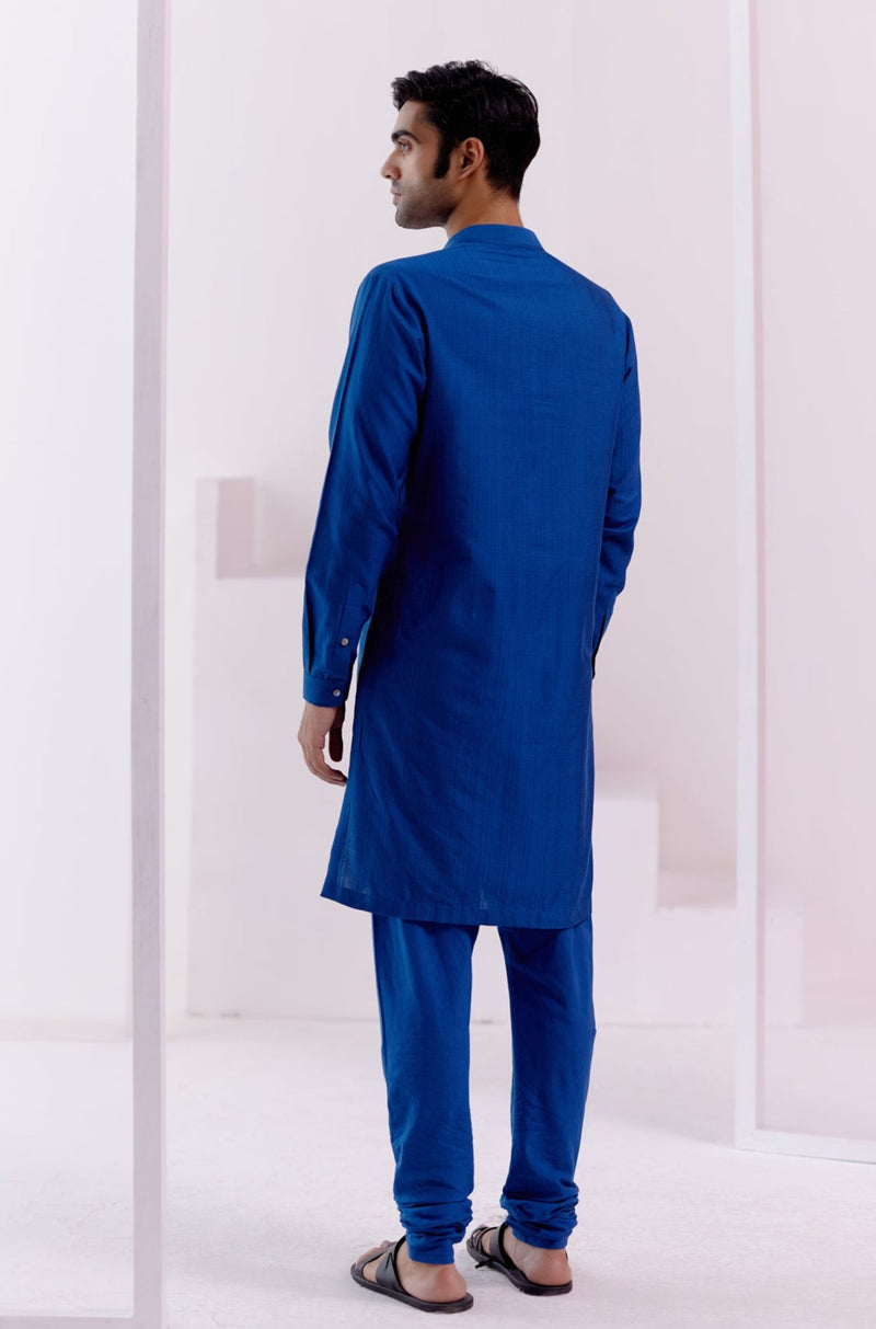 Royal Blue Pin Tucks Detailed Kurta Set