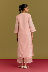 Pink woven kurta set (RTS)