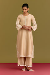 Beige Dori Embroidered Kurta Set (RTS)