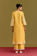 Yellow Dori Embroidered Kurta Set (RTS)
