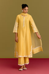 Yellow Dori Embroidered Kurta Set (RTS)