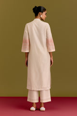 Ivory pink embroidered kurta set